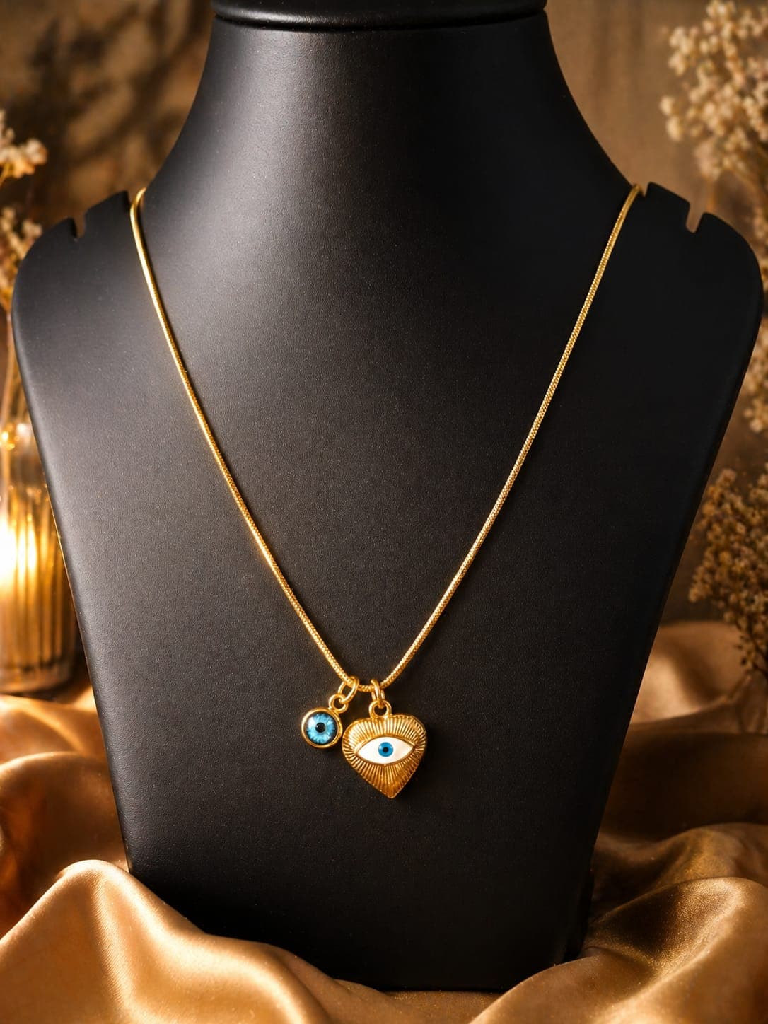 Evil Eye Charm Necklace – Adjustable Protective Pendant Necklace for Women & Girls
