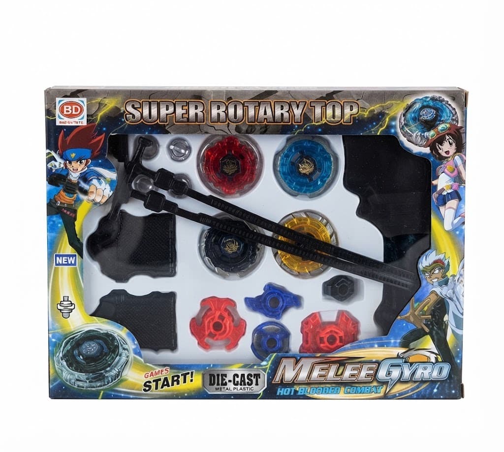 Super Rotary Top Melee Gyro – Die-Cast Metal & Plastic Battle Top Spinning Toy Set