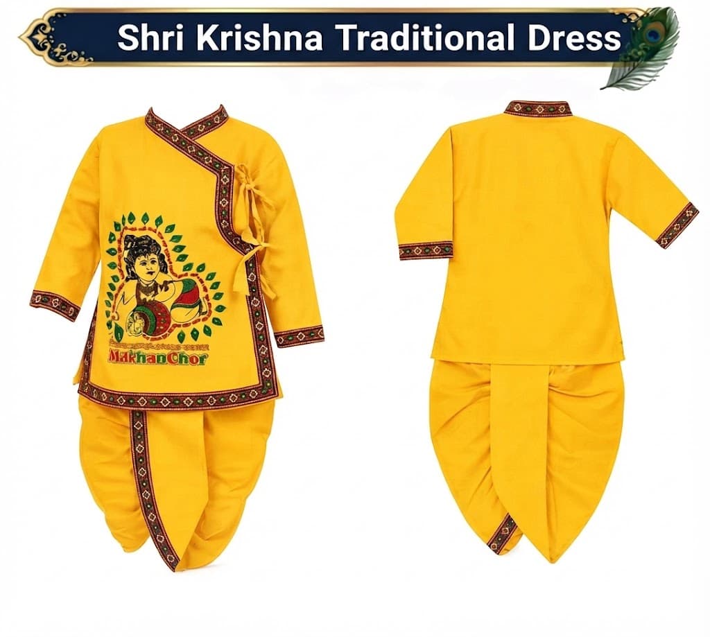 Krishna Baby Dress for Janmashtami | Bal Gopal Costume with Dhoti Size "22 to 24"