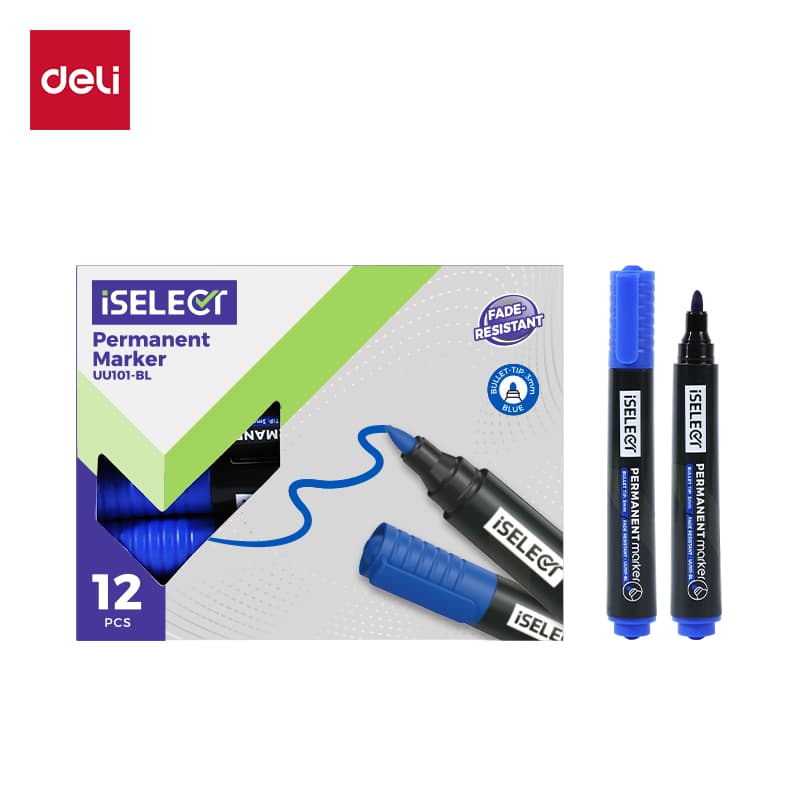 Deli DELI UU101-BL ISELECT Permanent Bullet Marker Blue per pcs | Waterproof Permanent Marker stationary, toys & sports — thumbnail 2 of 5