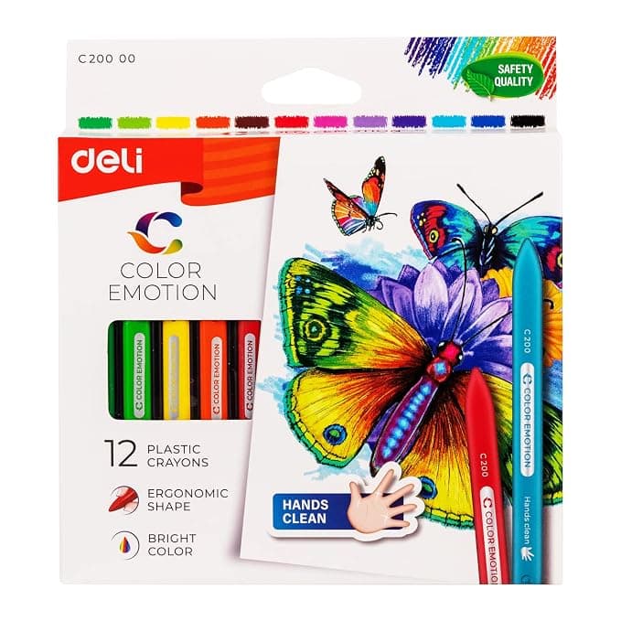 Deli Deli EC20000 Plastic Crayons Triangular Shape 12 Shades Multicolor | Easy Grip Non-Toxic Coloring Crayons for Kids… — thumbnail 4 of 4