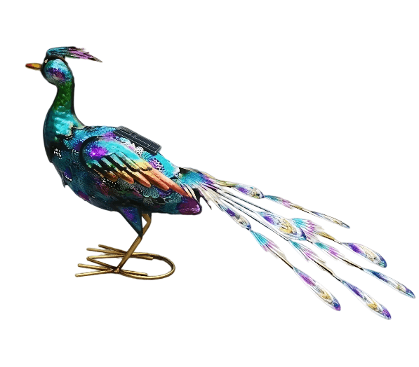 Senwell Metal Peacock Garden Decor with Solar LED Light Outdoor Weather-Resistant Statue W-G192084