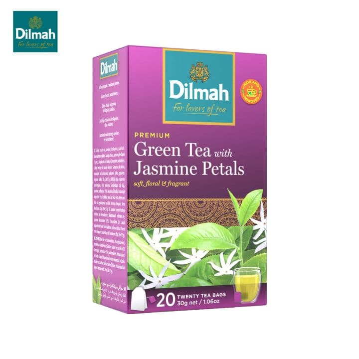 Dilmah Green Tea Bags with Jasmine Petals | Premium Natural Green Tea