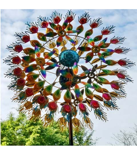 Senwell Solar Wind Spinner with LED Light, 360° Rotating Garden Decorative Spinner – Model W-G220137