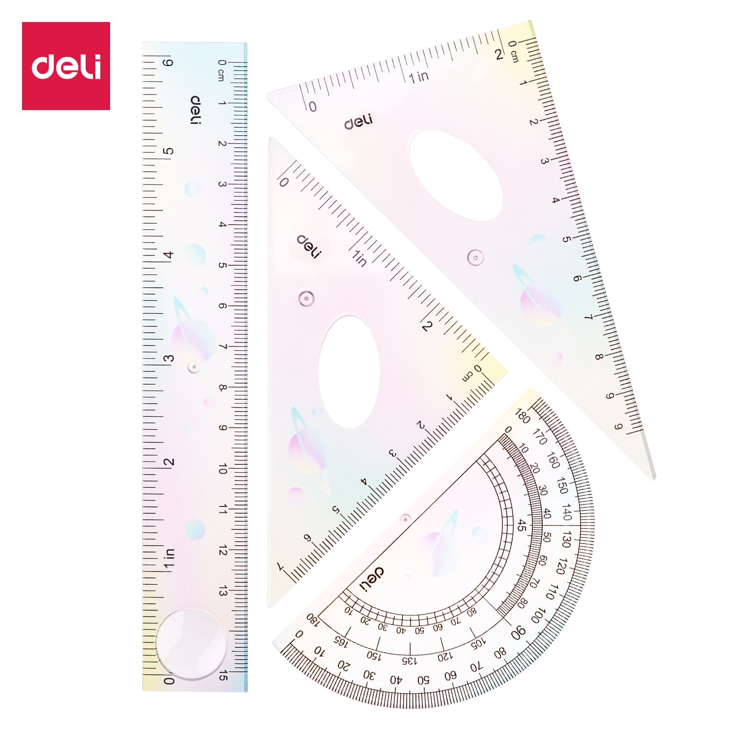 Deli Deli EH652 Ruler Set – 4 Piece Geometry Ruler Set with 15cm Ruler stationary, toys & sports — thumbnail 3 of 4