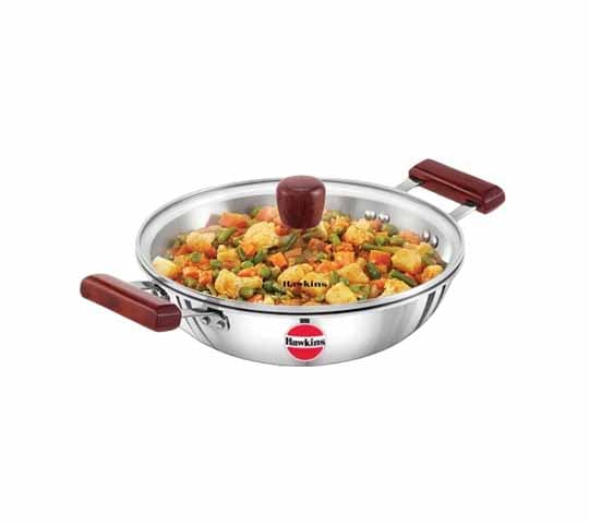 Hawkins SSD25G Stainless Steel Deep Fry Pan with Glass Lid | Induction Compatible | 2.5L Kadhai