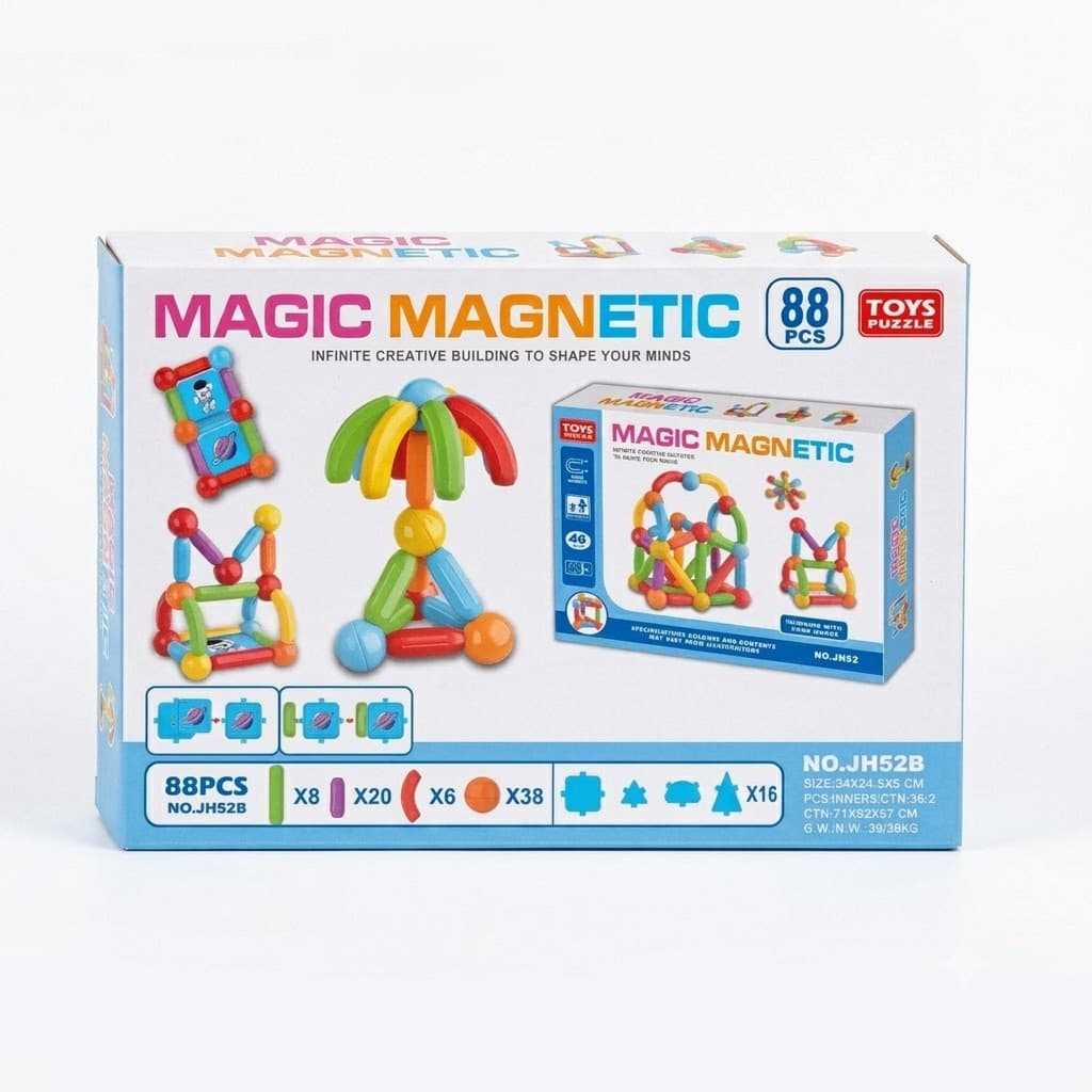 Magic Magnetic Building Sticks & Balls 88-Piece Set | Creative STEM Construction Toy for Kids