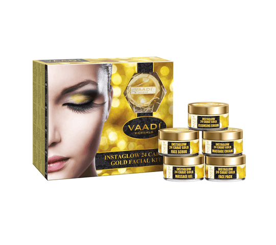 Vaadi Organics - Gold Facial Kit - 24 Carat Gold Leaves, Marigold & Wheatgerm Oil, Lemon Peel Extract (270 gms) - VH0083
