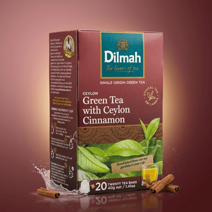 Dilmah Green Tea with Cinnamon – 20 Tea Bags | Premium Ceylon Green Tea