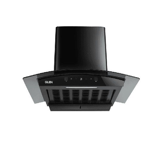 GLEN Auto Clean Filterless Curved Glass Kitchen Chimney 90cm with Motion Sensor & Digital Display, 1200 m³/h (6058 DI BL AC)