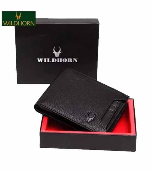 Wildhorn Black Genuine Leather Wallet for Men WH1251 – Stylish Black Leather Purse for Men