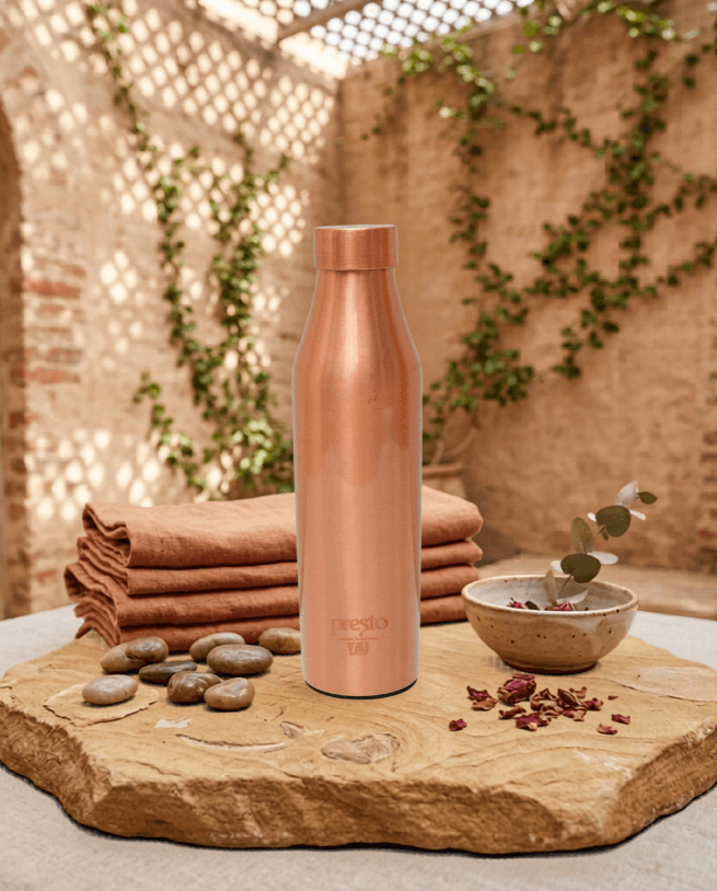 Presto Copper Bottle "Regal" (Classic) – Pure Copper Water Bottle for Healthy Hydration-- Weight 0.240 weight, Height 255mm… — thumbnail 2 of 2