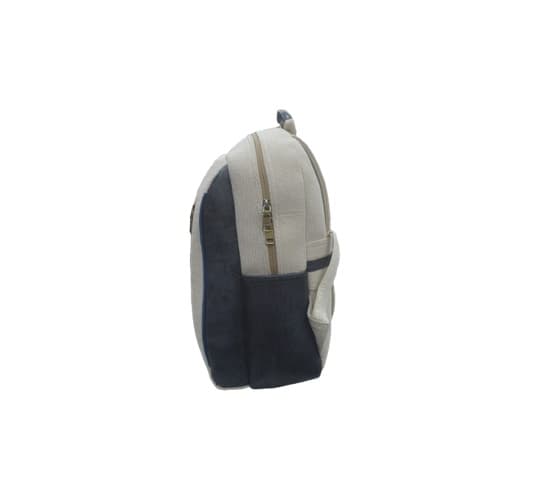 Minimalist Woven Hemp Laptop Backpack with Leather Trim made in nepal 🇳🇵 — thumbnail 2 of 2