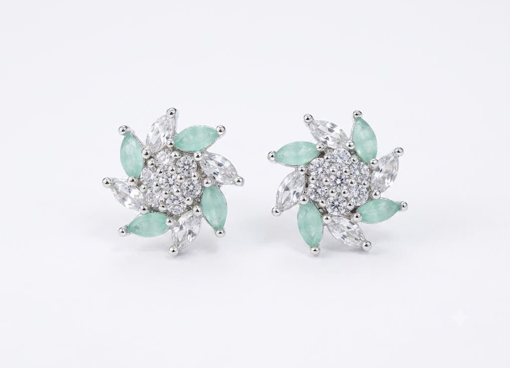 Mixed-Stone Cluster Earrings – Elegant Crystal Statement Earrings for Women
