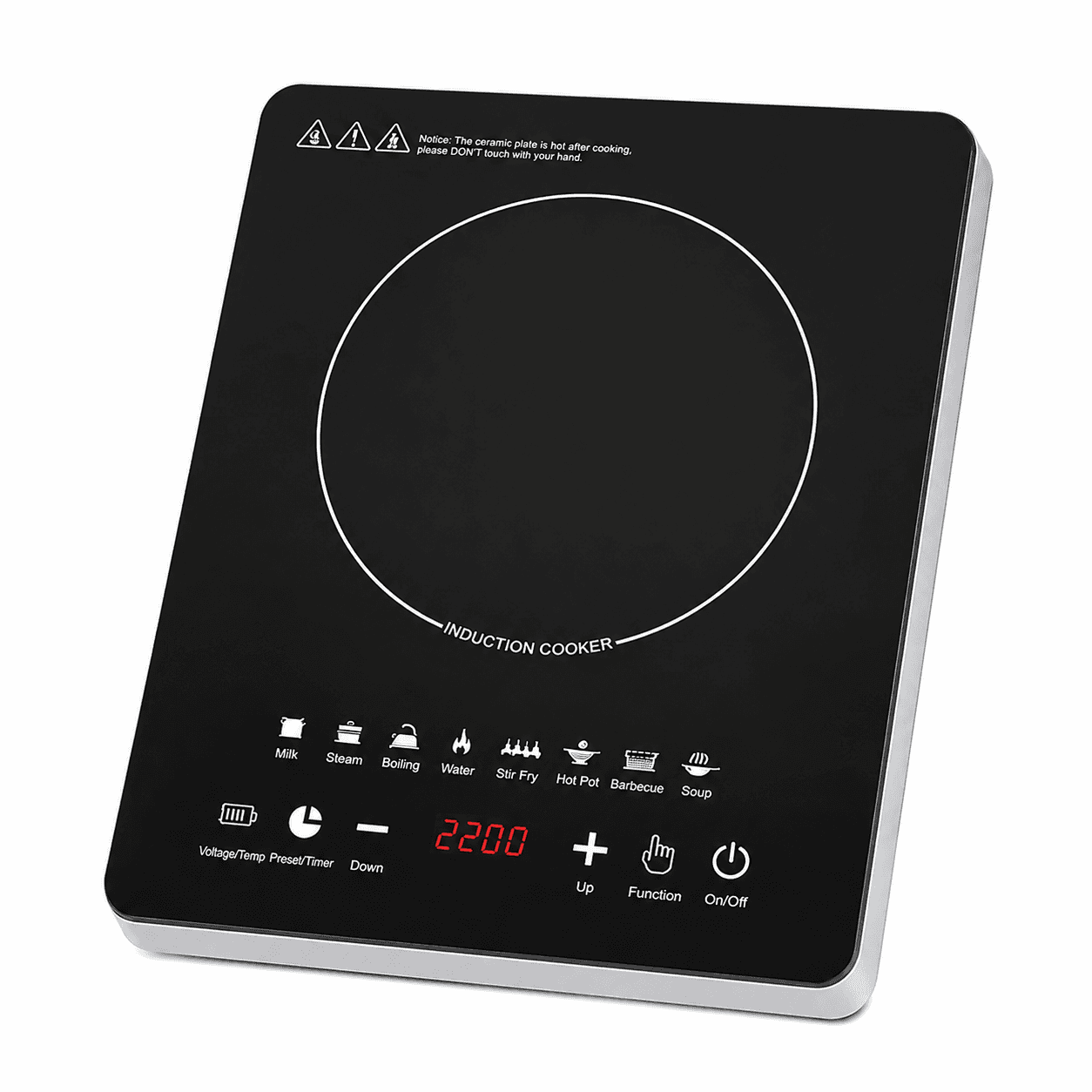 LS 2200W Induction Cooker with IGBT Technology, Crystal Glass Plate & Touch Control