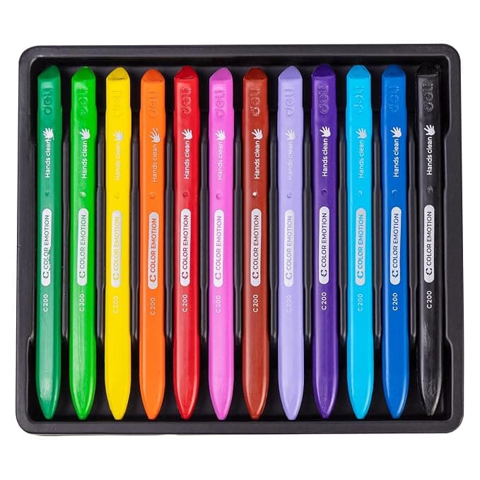 Deli Deli EC20000 Plastic Crayons Triangular Shape 12 Shades Multicolor | Easy Grip Non-Toxic Coloring Crayons for Kids… — thumbnail 3 of 4