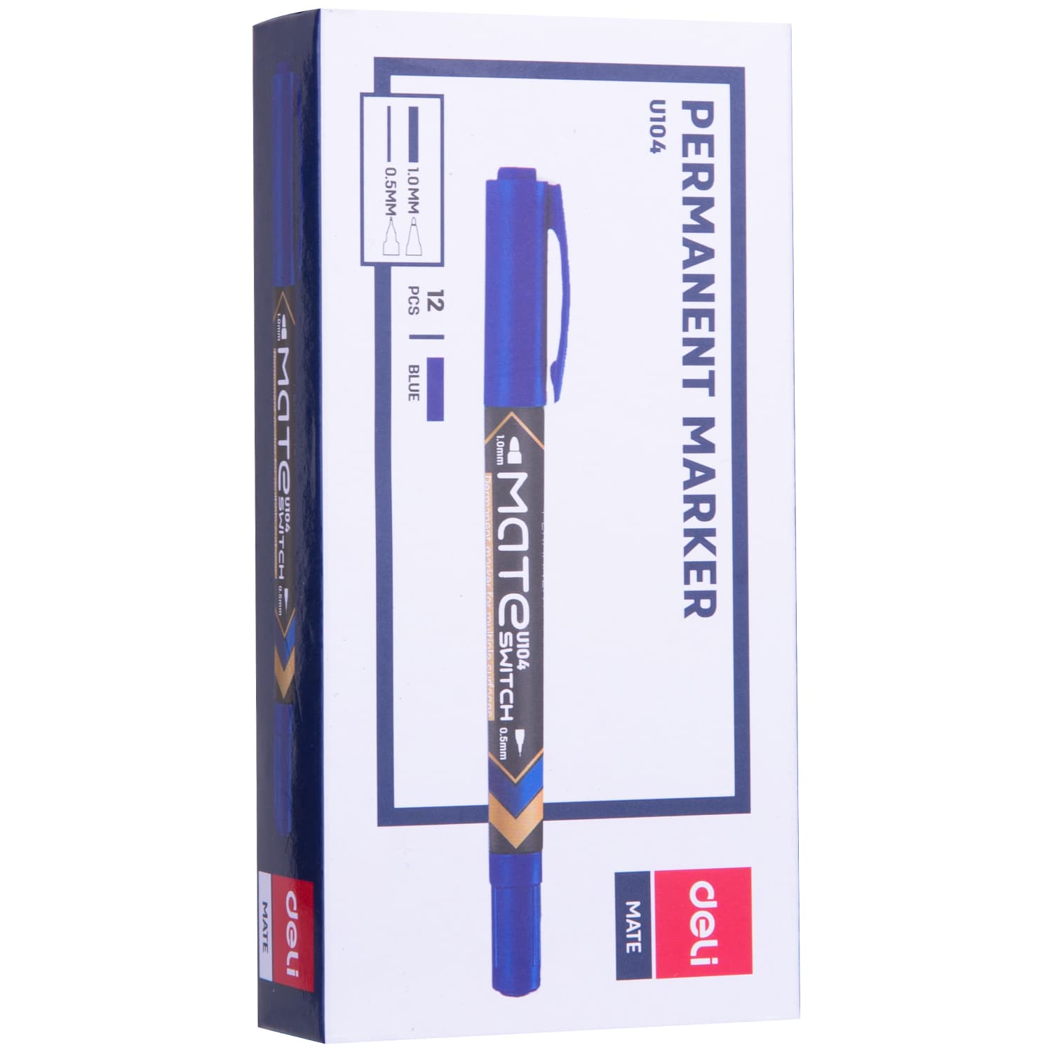 Deli Deli EU10430 Permanent Marker | Dual Tip Waterproof Marker | Blue Ink stationary, toys & sports — thumbnail 3 of 4