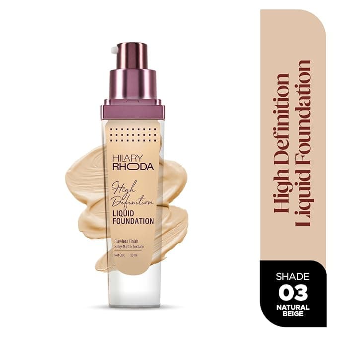 HILARY RHODA Hilary Rhoda High Definition Liquid Foundation for Women – Shade 03 Natural Beige | Flawless Matte Finish… — thumbnail 6 of 6