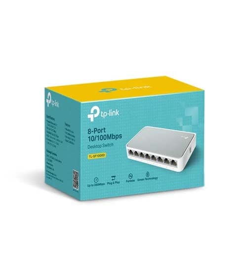 TP-Link 8 Port 10/100Mbps Fast Ethernet Switch Desktop Ethernet Splitter Ethernet Hub Plug and Play Unmanaged (TL-SF1008D), White