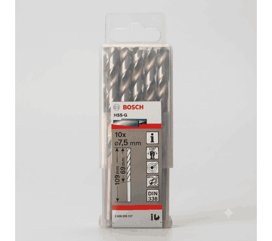 Twist Drill 7.5 mm HSS-G (Pack of 10)