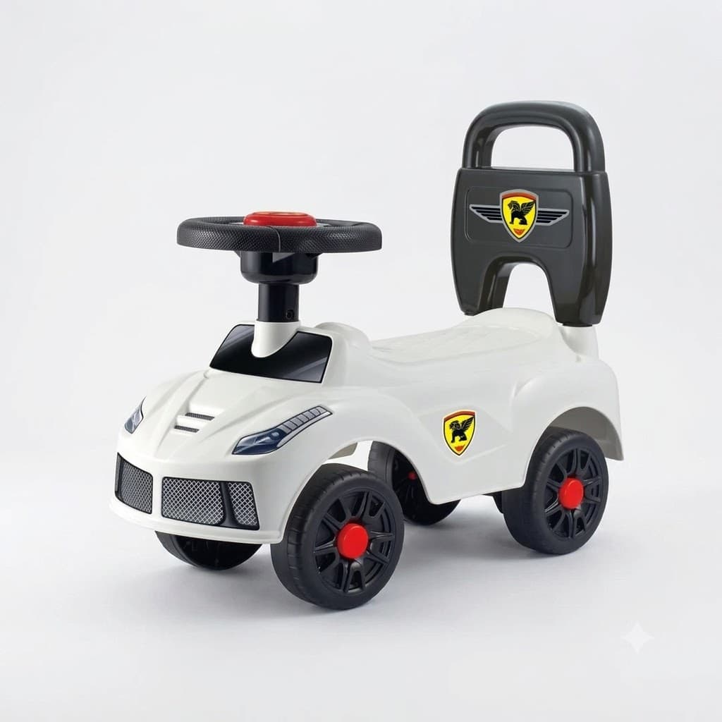 Classic Manual Foot-to-Floor Baby Ride-On Car with Steering Wheel & High Backrest Support