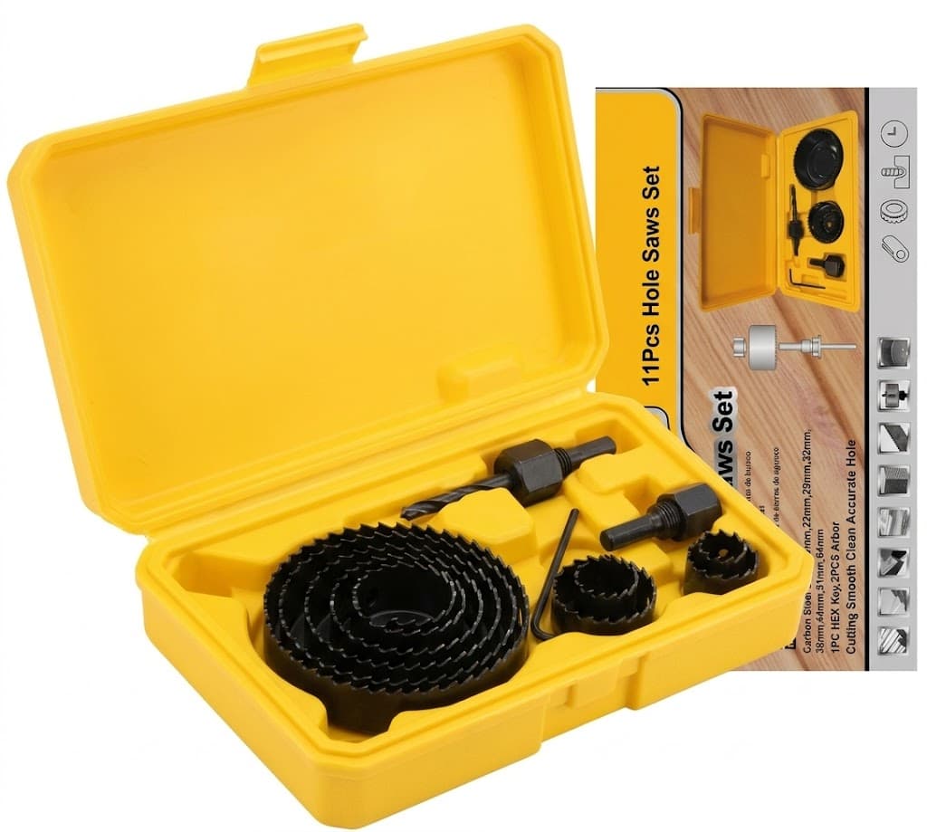 Fontor 11 PC Hole Saw Set AHSW1101 – Professional Wood, PVC & Plastic Hole Cutter Kit