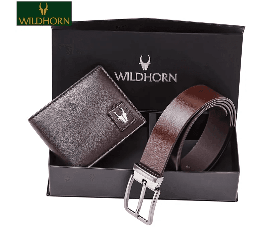 WILDHORN Nepal Classic Brown Genuine Leather Wallet & Leather Belt Combo Gift Set for Men WH 001 Brown