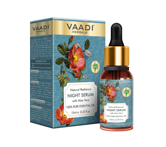 Vaadi Organics - Natural Radiance Night Serum with Aloe Vera - Reduces Dark Spots & patches, Repairs Damaged & Uneven Skin (10 ml) - VH0652