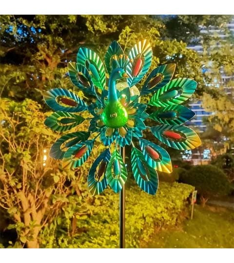 Senwell Peacock Garden Spinner with LED Solar Light W-G210817