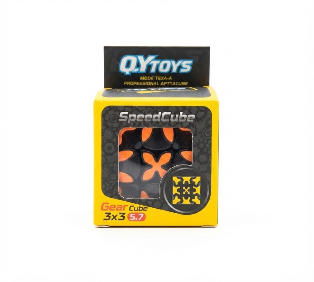 QiYi Gear Cube 3x3 (5.7) Speed Cube | Black & Orange Twist Puzzle