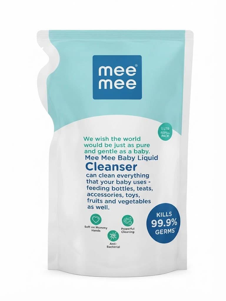 Mee Mee Baby Liquid Cleanser 1L Refill Pack – Anti-Bacterial Bottle & Baby Accessories Cleaner