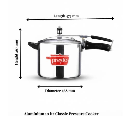 Presto Presto Pressure Cooker Aluminium Classic Inner Lid 10 Litre | Heavy Duty Pressure Cooker for Large Family daily…