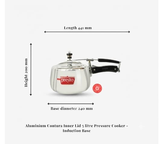 Presto Presto Contura Inner Lid Pressure Cooker 5 Litre Compatible | Aluminium Pressure Cooker for Gas daily essentials &…
