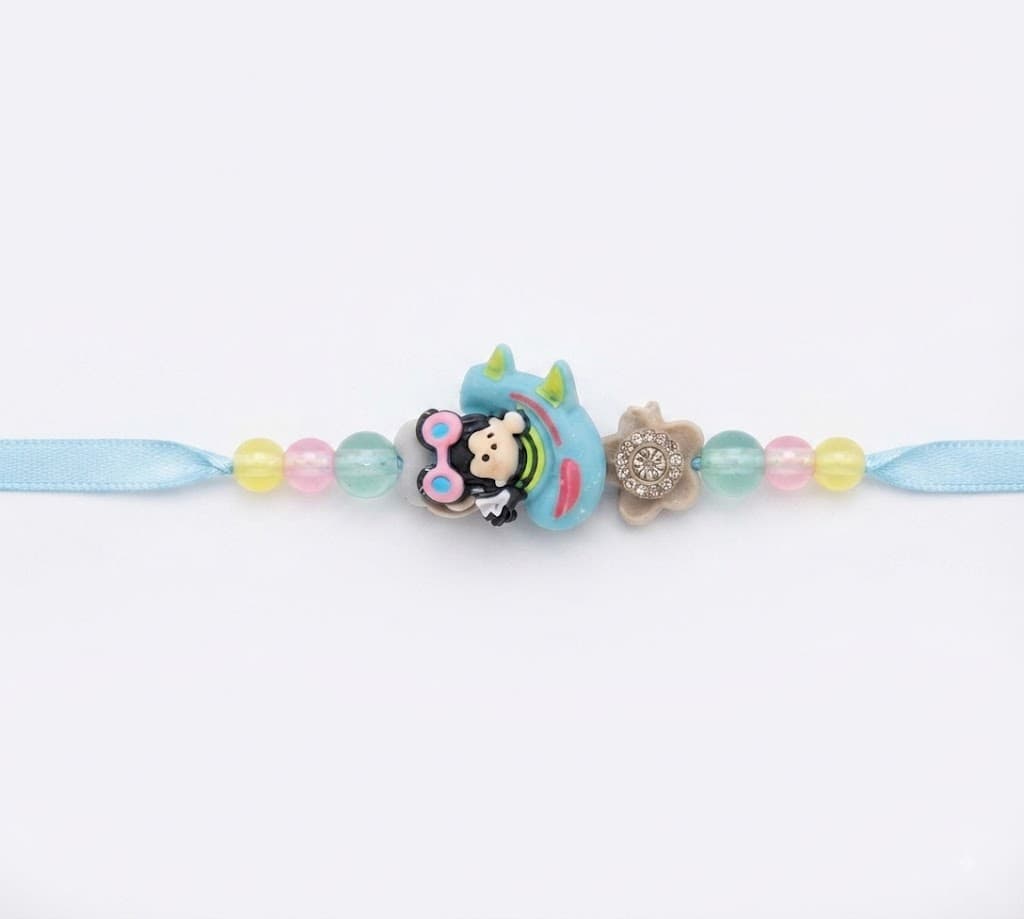 Cute Cartoon Character Beaded Rakhi & Bracelet for Kids