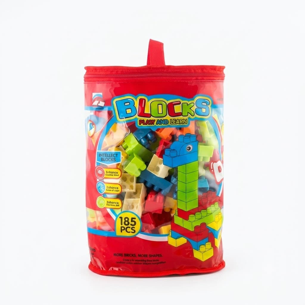 185-Piece Building Blocks Set for Toddlers with Wheels & Storage Bag | Creative Educational Toy