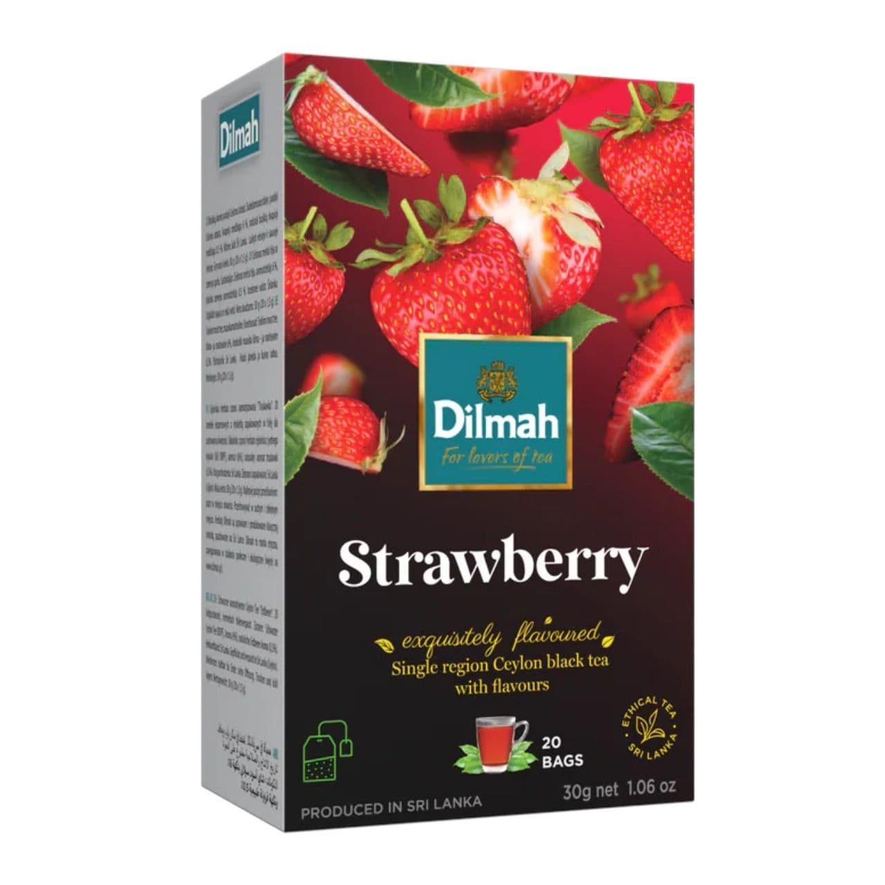 Dilmah Premium Green Tea with Strawberry | 20 Tea Bags | Refreshing Flavored Green Tea