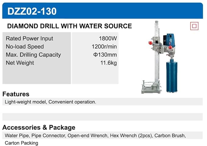 Dongcheng Power Tools Dong Cheng DZZ02-130 Diamond Core Cutter Machine 1800W Heavy Duty Concrete Core Drill | 130mm… — thumbnail 2 of 2