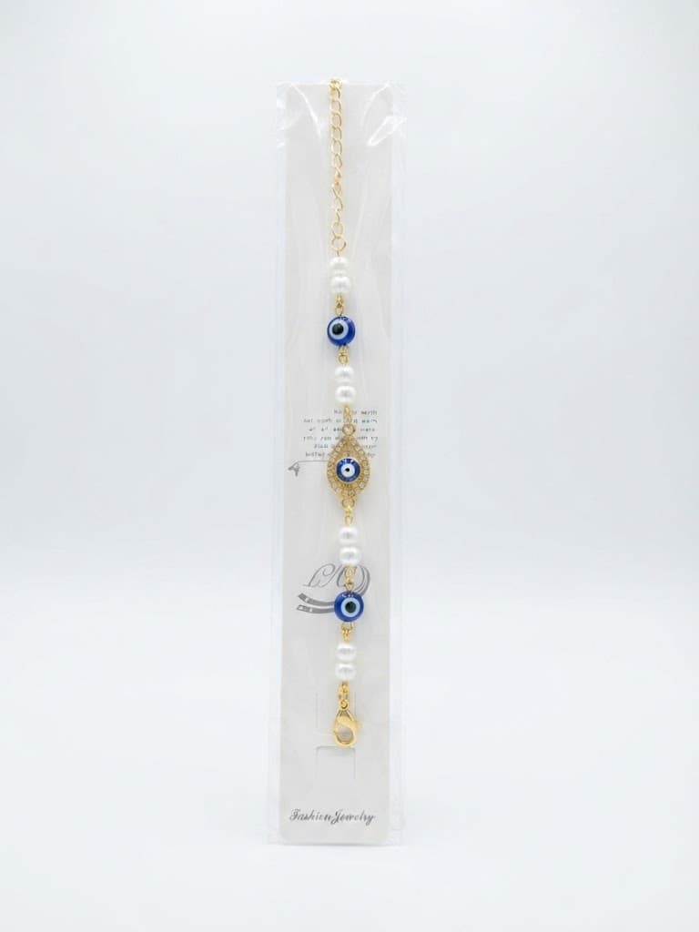 Gold Evil Eye & Pearl Beaded Fashion Bracelet | Stylish Bracelet for Women & Girls