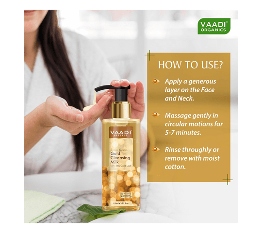 Vaadi Organics Vaadi Organics - Gold Cleansing Milk with 24k Gold Leaf - 3-skin Benefits (110 ml) - VH0653 daily essentials…