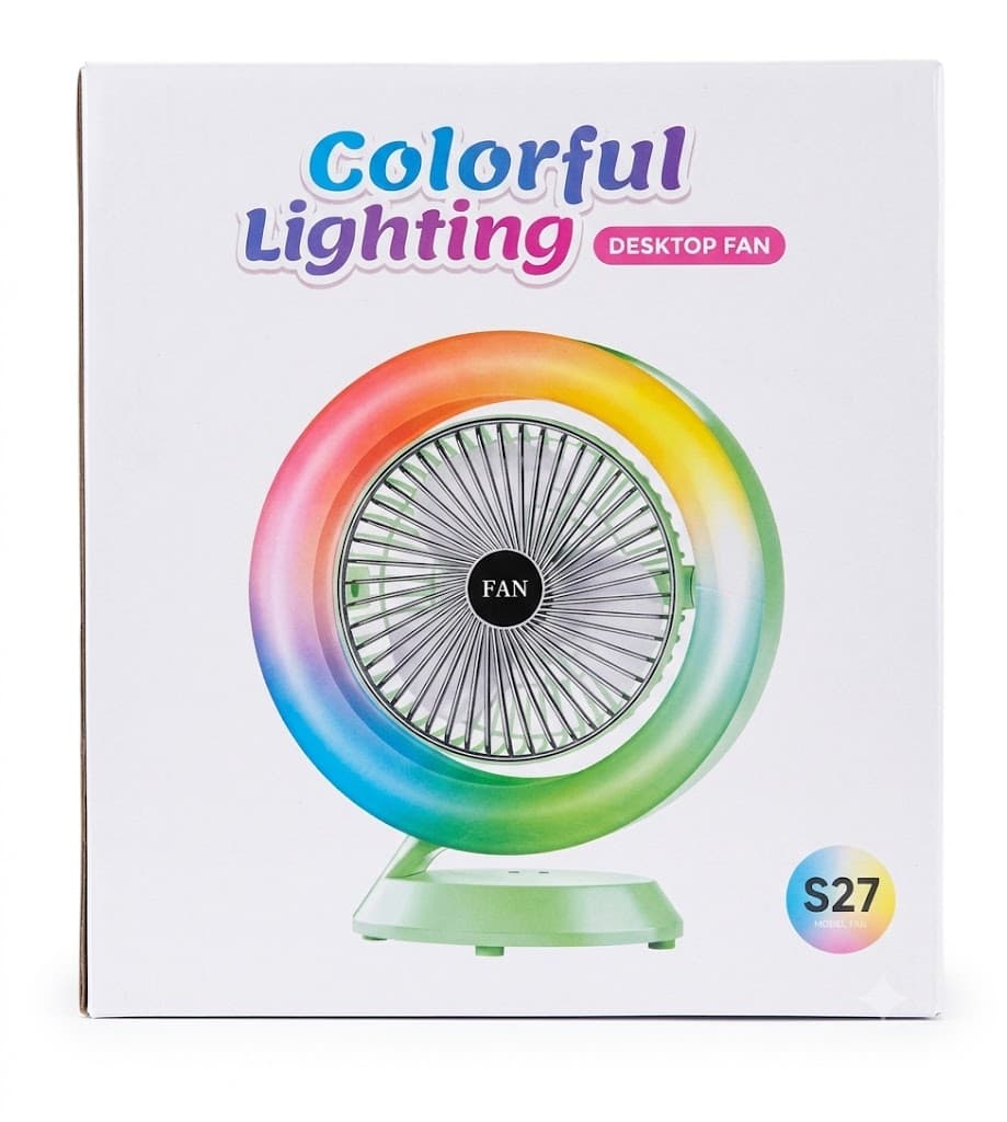 Mini Desk Fan with LED Ring Light | Portable USB Rechargeable Cooling Fan electronics