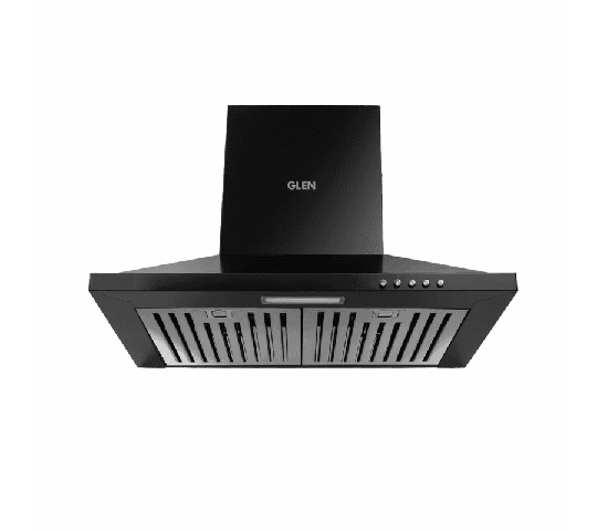 GLEN Electric Kitchen Chimney 60cm Pyramid Shape with SS Baffle Filters, 1000 m³/h Suction – Black 6050 IN BLK