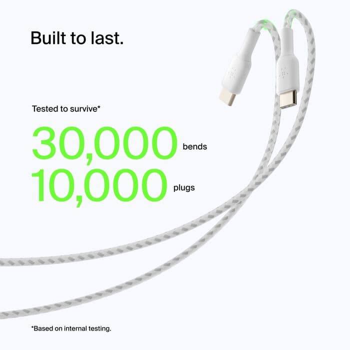 Belkin Belkin BoostCharge Braided USB-C to USB-A Cable 1M | White (CAB002bt1MWH) electronics — thumbnail 3 of 4