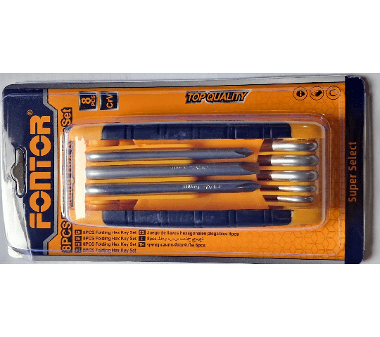 Fontor SET 8PC Folding Screwdriver 180440 – Multi-Bit Compact Screwdriver Set