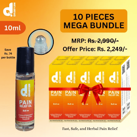 Drabyam Pain Relief Oil Roll-On 10ml - 10 Pieces Bundle