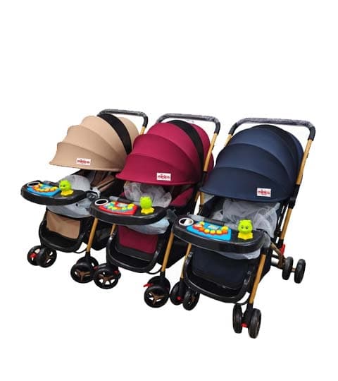 MINICO Baby Trolley Stroller for Kids – Lightweight Foldable Baby Pram with Safety Belt & Storage Basket