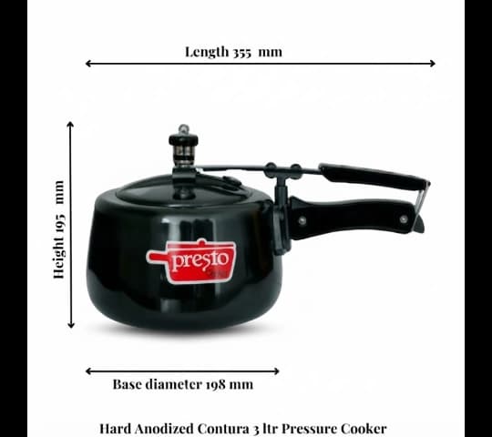 Presto Presto Pressure Cooker Aluminium Hard Anodized Contura Inner Lid 3 Litre | 3L Pressure Cooker daily essentials &…