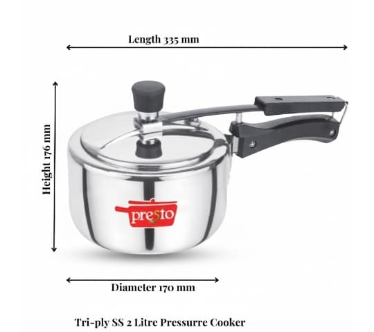 Presto Presto Triply Stainless Steel Contura Inner Lid Pressure Cooker 2 Litre | Induction Base daily essentials & lifestyle