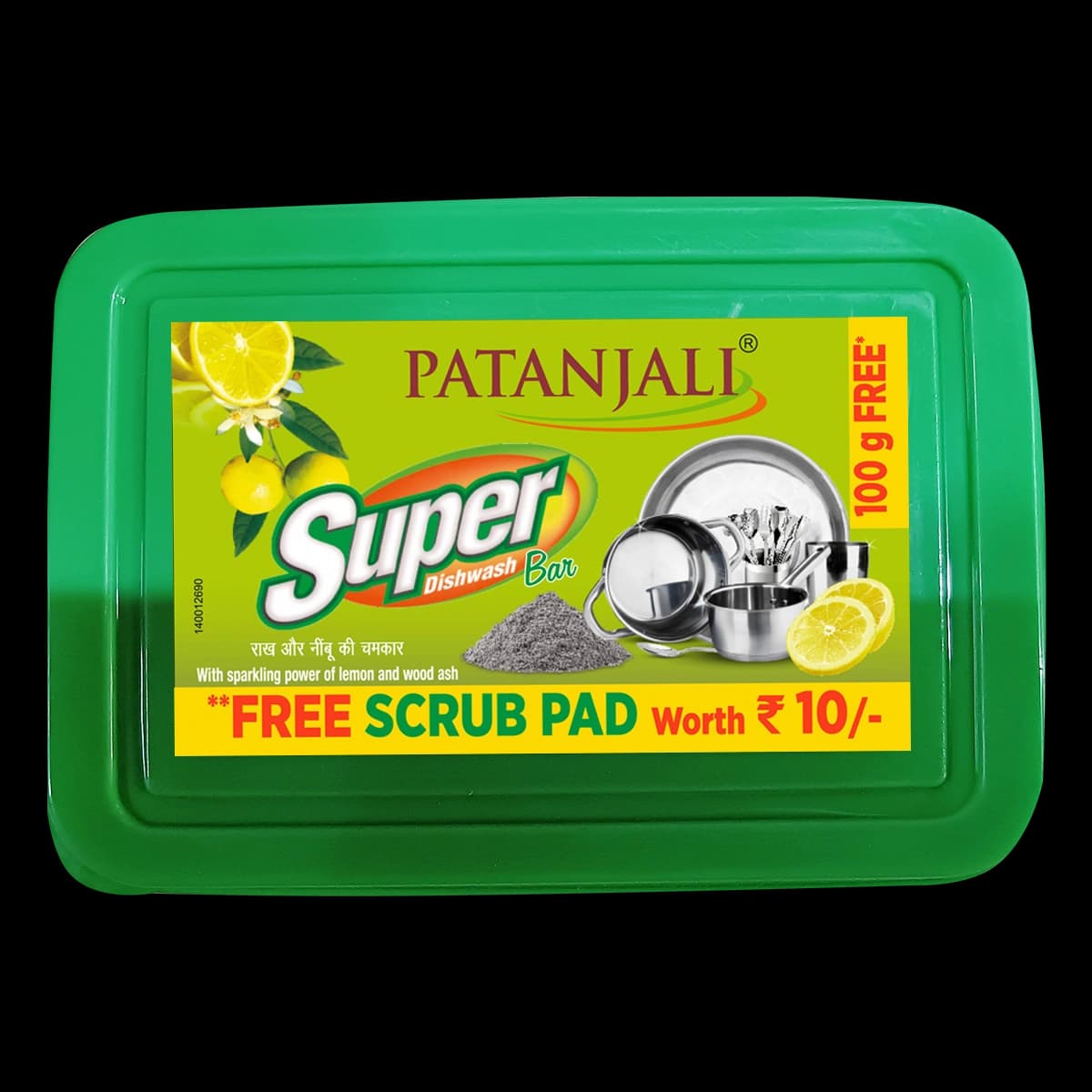 Patanjali Dishwash Bar 600g (500g+100g FREE) with Free Scrub Pad