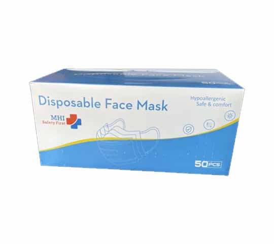Mhi Surgical 3 Ply Face Mask Pack of 50 – Disposable Medical Masks for Daily Protection