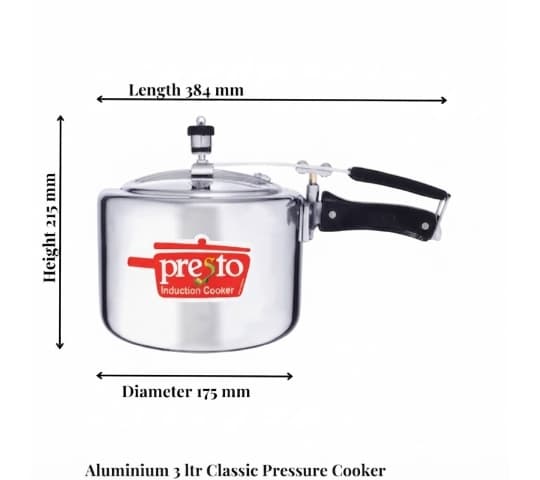 Presto Presto Pressure Cooker Aluminium Classic Inner Lid 3 Litre | Durable & Fast Cooking daily essentials & lifestyle